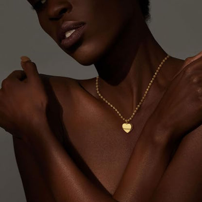 Chunky Gold Necklace for Women, 18K Waterproof Heart Necklace Statement Necklace Gold Charm Necklace Chunky Jewelry Paperclip Chain Choker Gift for Women - style: Gold Plated 3D Heart