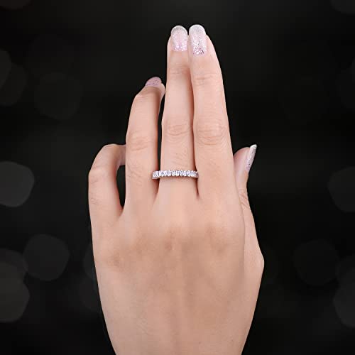 JewelryPalace Princess Emerald Cut CZ Stackable Wedding Ring Eternity Bands for Women, Cubic Zirconia 925 Sterling Silver 14k Yellow Rose Gold Plated Promise Ring for Her, 4pc Anniversary Ring Sets - color: Q-1Pc-Trapezoid Cut-Sterling Silver