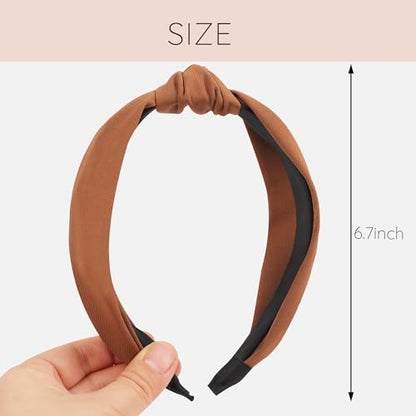 Top Knotted Headband for Women Trendy 4 Pack, Wide Head Bands for Women's Hair Knotted, Chunky Cute Women's Headbands Fashion, Black Brown Leopard