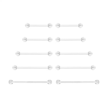 14G Clear Bioflex Flexible Acrylic Straight Bar Piercing | Tongue Rings Barbells Nipple Ring Retainer, For Work, Pregnancy, MRI, Surgery, 12MM-38MM - color: 21-38mm*2 PCS