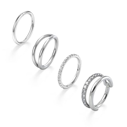 Titanium Septum Ring 5pcs, 18g Nose Rings Hoops for Women Men, Hypoallergenic Septum Rings Septum Hoop Daith Cartilage Tragus Helix Rook Piercing - color: 4 Pcs Silver, size: 18 Gauge 8mm