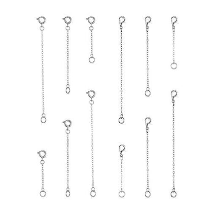 Softones 12-18Pcs Ankle Bracelets Extenders-Extension for Womens Jewelry(1 2 3 Inch),with Lobster Clasp and O-Clasp from Gold Silver Rose Gold - color: C:Silver 6-Lobster clasp 6-O-clasp