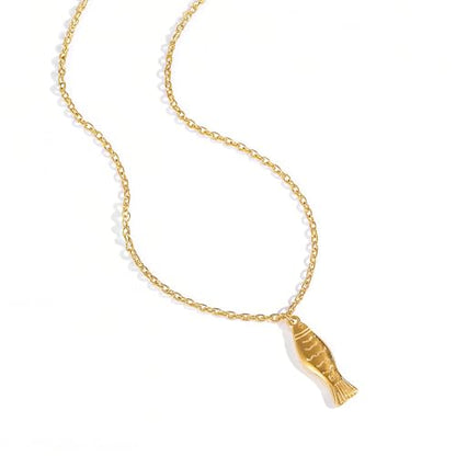 Fish Necklace for Women Handmade Beaded Y Pendant Necklace Colorful Summer Beach Boho Layering Choker Necklaces - color: Fish-Gold
