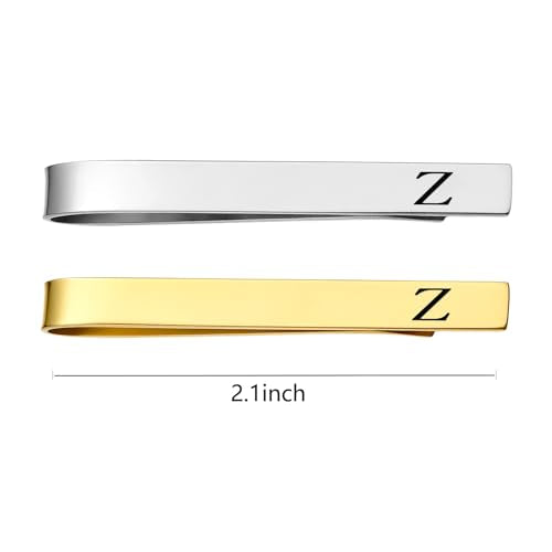 GWD Stainless Steel Tie Clips for Men Personalized Initial Tie Clip Classic Tie Bar Set - color: Z