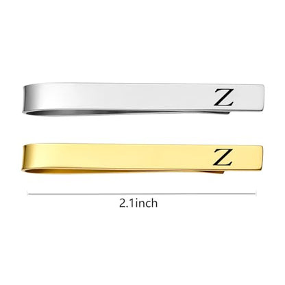 GWD Stainless Steel Tie Clips for Men Personalized Initial Tie Clip Classic Tie Bar Set - color: Z