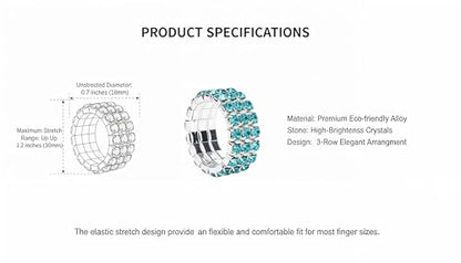Sparkling Rhinestone Ring Set Trendy Elastic Rhinestone Crystal Stretch Ring Stackable Jewelry for Women Girls - color: 10 Colors in One-A