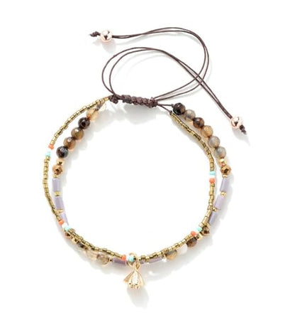 Handmade Adjustable Wrap Bracelet Bohemian String Braided Beads Anklets Gifts for Women - color: D