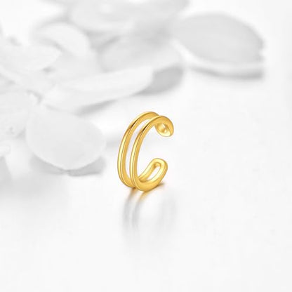 KECHO 14K Gold Ear Cuff Earrings Hypoallergenic Non Piercing Cartilage Earring Jewelry Gifts for Women - style: Double Hoop