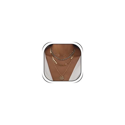 Gold Stack Necklace Chunky Necklaces for Women Trendy Coin Pendant Long Necklaces Western Jewelry for Women Cowgirl Cowboy Chic Country Outfit Boho Accessories Birthday Jewelry Gifts - color: C2