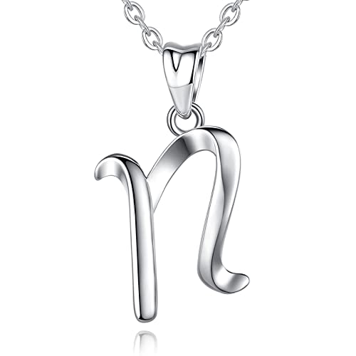 EUDORA Sterling Silver Initial Necklaces for Women, Classic 26 Letter Neckless Gifts for Girls, Sister, Mother Daughter, 18 inch Chain - style: N