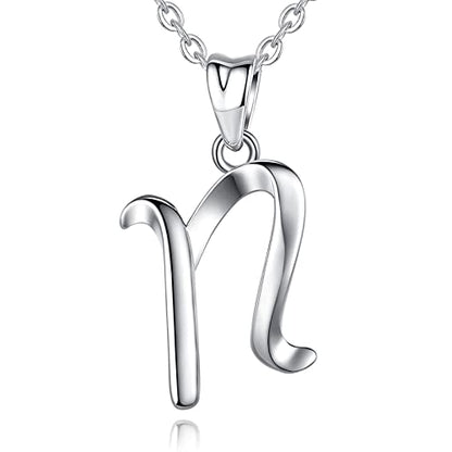 EUDORA Sterling Silver Initial Necklaces for Women, Classic 26 Letter Neckless Gifts for Girls, Sister, Mother Daughter, 18 inch Chain - style: N