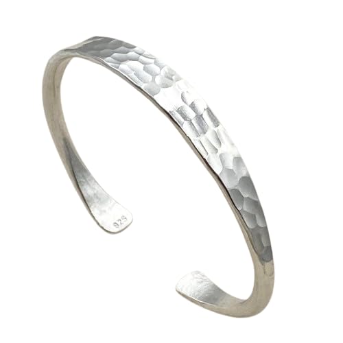 925 Sterling Silver Hammered Cuff Bangle Bracelet for unisex, Slender Skinny Stackable Adjustable Bangles, Stacking Bracelets, Handmade Hammered Bangle Bracelet BY ISHU JEWELLER - size: 6.5 inch