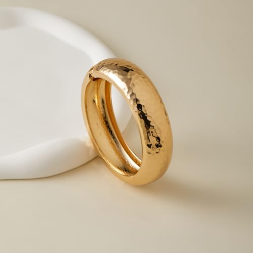 Chunky Gold Bangles Bracelet for Women Trendy Statement Bracelet Dainty Charm Gold Jewelry - color: Texture Bracelet-GD