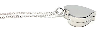 Amour Heart Pill Necklace - Polished Heart Locket with Strong Magnetic Closure - Medication Necklace - Keep Your Medication Securely with You at All Times - 26 Inch Chain - color: Silver