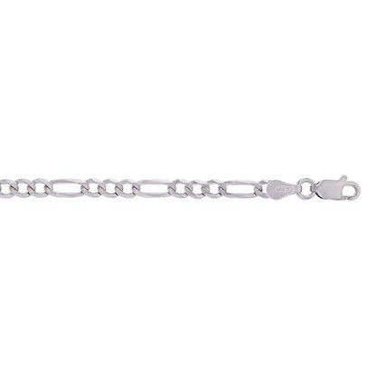14K Gold or Rhodium Plated Silver Figaro Chain For Men | 1mm-13mm Thick | Solid 925 Figaro Italian Necklaces For Men - style: 3.50MM- White