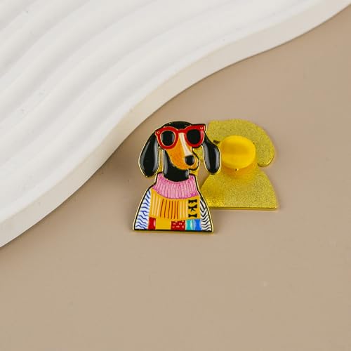 Cute Dachshund in Sweater With Sunglasses Enamel Pin For Wienie Mom, Kawaii Wiener Dog Lover Pin Brooch, Cool Dachshund Sweater Brooch Badge, Doxie Dog Mom Gift, Cute Sausage Puppy Lapel Badges For Animal Lover Pet Owner, Cozy Wiener Puppy Accessory