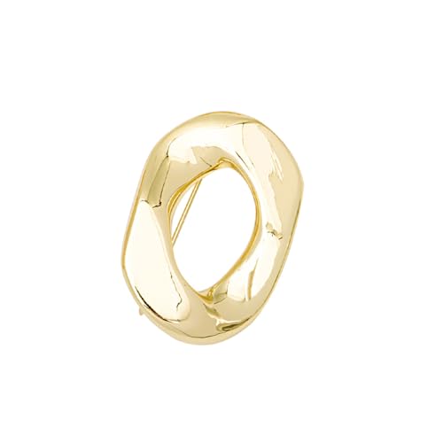 Irregular Oval Laple Brooch Pin Geometric Fashion Sweater Scarf Hat Dress Suit Clothing Decorations Brooches Pins Minimalist Jewelry Accessories - color: Gold