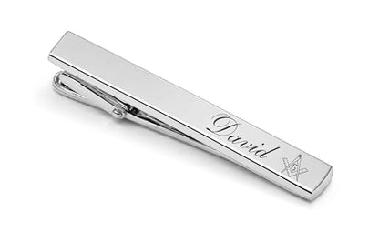Personalized Silver Tie Clip For Freemasons Engraved Free - Custom Masonic Gift - Mason Tie Bar | Free Engraving - Ships From USA