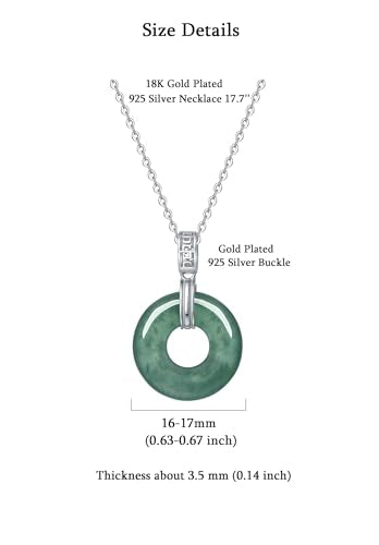 Real Green Jade Pendant Necklace for Women Donut/Heart/Clover/Teardrop/Rose/Lotus Flowers Genuine Jadeite Jewelry with Gold Plated 925 Sterling Silver Chain - style: Donut Silver Necklace