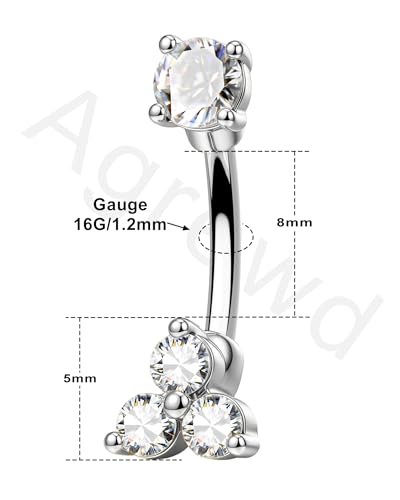 Minimalist Rook Piercing Jewelry, 16G Eyebrow Rook Earrings for Women, Stainless Steel Vertical Helix Lobe Earrings 6/8MM - color: WG-8MM