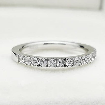 Bo.Dream Cubic Zirconia Eternity Rings Wedding Band 925 Sterling Silver - color: 0.49ct.tw(2.2mm half)