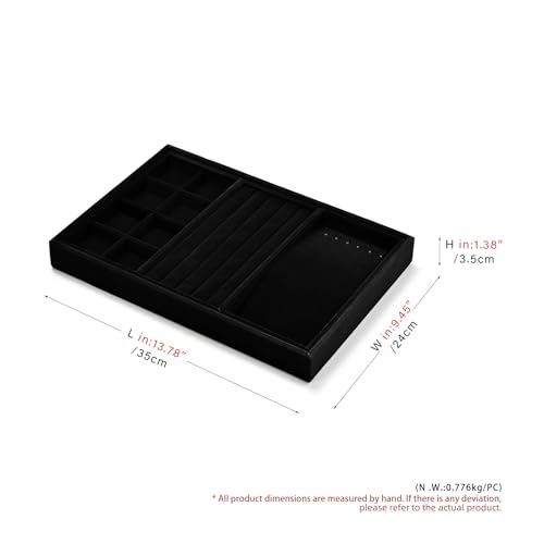 Velvet 4 in 1 Stackable Jewelry Organizer Trays for Rings Necklace Earrings Display - size: 4 in 1