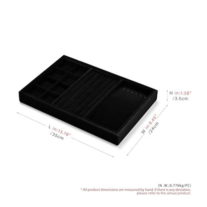Velvet 4 in 1 Stackable Jewelry Organizer Trays for Rings Necklace Earrings Display - size: 4 in 1