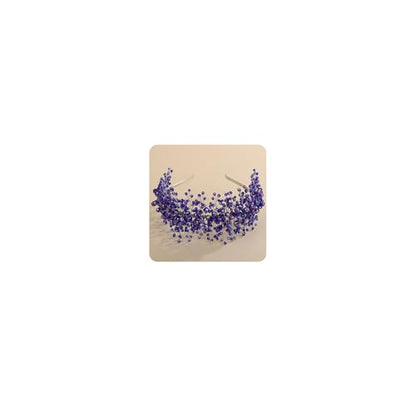 Rhinestones Beads Hair Crown for Wedding Brides Women Tiara Jewelry Handmade Sparkle Hair Piece - color: Blue