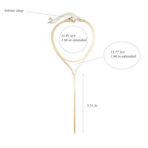 Chunky Gold Choker Necklace for Women, Double Layered Trendy Statement Y Necklace Long Snake Chain Drop Silver Necklaces Tassel Charm Prom Jewelry Accessories Gifts - color: 14K Gold