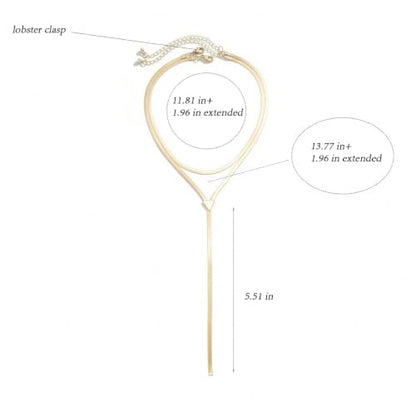 Chunky Gold Choker Necklace for Women, Double Layered Trendy Statement Y Necklace Long Snake Chain Drop Silver Necklaces Tassel Charm Prom Jewelry Accessories Gifts - color: 14K Gold