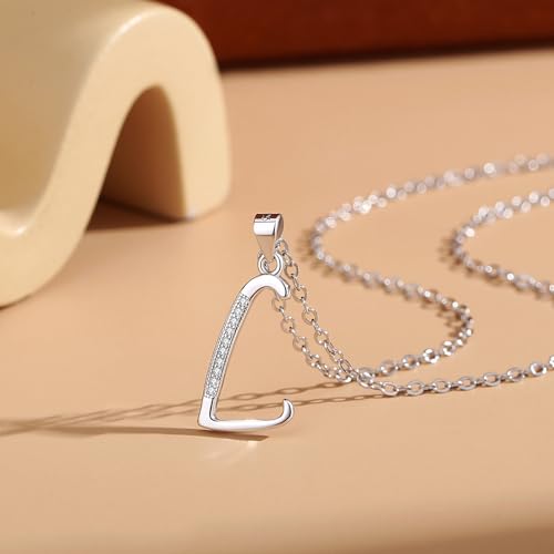 VIKI LYNN Dainty Initial Letter Pendant Necklace for Women | Cubic Zirconia Initial Jewelry, Personalized Letter Necklace, Dainty Women Jewelry, Birthday Gift Idea for Her, Mom and Wife - color: Silver, style: Silver-L