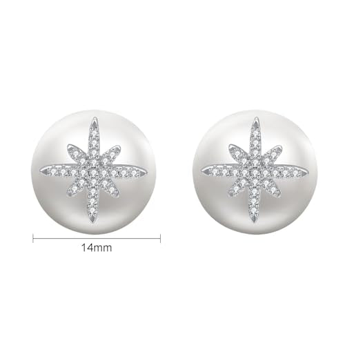 Pearl and Rhinestone Stud Earrings for Women Retro Statement Earrings Wedding Party Prom Jewelry - color: North Star Pearl-Silver