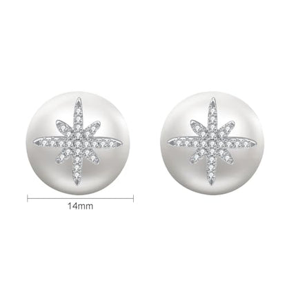 Pearl and Rhinestone Stud Earrings for Women Retro Statement Earrings Wedding Party Prom Jewelry - color: North Star Pearl-Silver