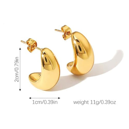 Statement Chunky Gold Earrings for Women Unique Square Stainless Steel Heaven Mayhem Button Stud Earrings Trendy Jewelry - style: Small Teardrop