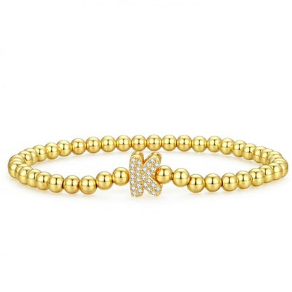 Zircon Initial Bracelet for Women - Never-Fade Personalized Jewelry, Dainty 14K Gold Plated Beaded Bracelets for Women Trendy Letter A-Z Personalized Jewelry Gifts - color: A