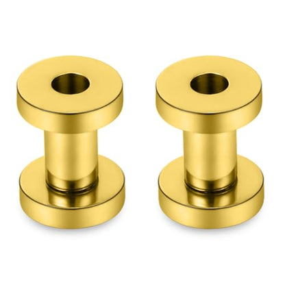 Astm F136 Titanium Ear Gauges Screw Fit Flesh Tunnels Plugs Gauges Earring Expander Stretcher Ear Tunnels For Ears 10G 8G 6G 4G 2G 0G 00G Plug Earrings Body Piercing Jewelry For Women Men - color: 6G Tunnels, Gold