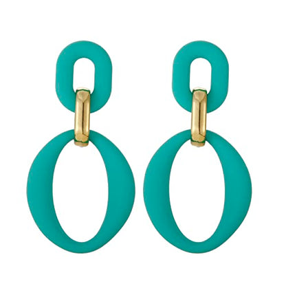 RUOFFETA Acrylic Rectangle Earrings, Fashion Acrylic Square/Oval/Hoop Statement Drop Earrings for Women - color: Aqua Oval