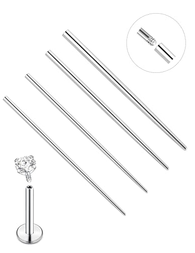 4Pcs Stainless Steel Piercing Taper Insertion Pins 14G 16G 18G 20G Internal/External Threaded Push In Threadless for Lip Nose Ear Navel Eyebrow Nipple Tongue Body Piercing Kit Assistant Tool - color: A:Internal-14G/16G/18G/18G