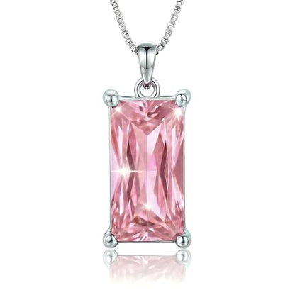 8mm x 16mm Square Birthstone Pendant Necklace – Fashion charming Sterling Silver Gift for women - color: October