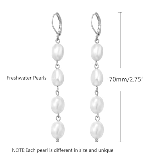 Pearl Earrings 14k Gold Plated Long Earrings Dangle Drop for Brides
