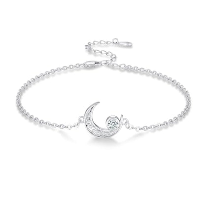 Moon Bracelet for Women 925 Sterling Silver Moonstone/Birthstone Moon Bracelet Butterfly/Dragonfly Bracelet Celtic Moon Butterfly Dragonfly Jewelry Gifts for Women - style: 04 Apr-birthstone