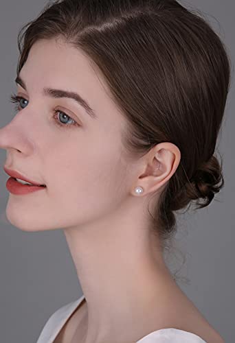 18K Gold Plated 925 Sterling Silver Shell Pearl Stud Earrings,Hypoallergenic to Sensitive Ears - style: D_L - 8mm - Silver