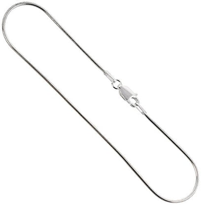 Sterling Silver 1.2mm Snake Chain Necklaces & Bracelets Nickel Free Italy Sizes 7-30 inch