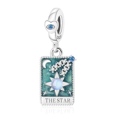925 Sterling Silver Dangle Charm Fit Women Bracelet And Necklaces Jewelry | Medallion Pendants Beads Jewelry Charms for Women Fashion Gift Family Friends Mother's Day - color: Tarot Cards Star Dangle Charm M1410