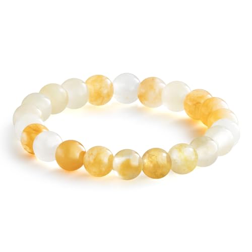 NLIEO Handmade Natural Gemstone Crystal Beaded Stretch Band Ring for Women | Handmade, 3mm Natural Stone, Size 7-12, Stretchy, Beaded Jewelry, Green Bead Rings, Trendy Jewelry Gift - style: Topaz
