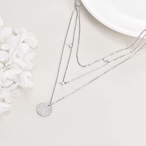 MONGAS Boho Layered Necklace Sterling Silver Triple 3 Stacked Vertical Bar Triangle Long Layering Necklaces Christmas Jewelry Gifts for Women - style: Pearl