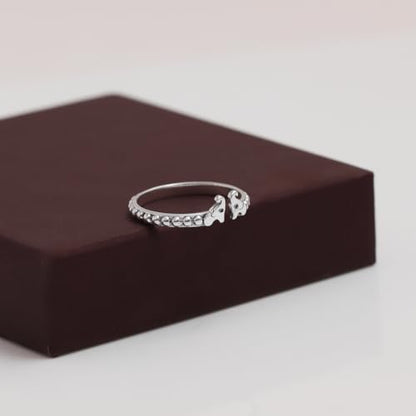 LeCalla 925 Sterling Silver Antique Beaded Toe Rings for Women | Lucky Two Elephant Toe-Ring | Minimalist Hypoallergenic Adjustable Wide Band Ring Summer Beach Bare Foot Jewelry