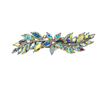 Faship Multicolors AB Rhinestone Crystal Small Floral Hair Barrette Clip - color: AB