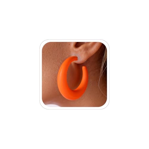 Colorful Hoop Earrings for Women Retro Neon Hoop Earrings Vintage 80s 90s Earring Chunky Statement Earring Y2k Jewelry Neon Costume Accessories - color: Orange