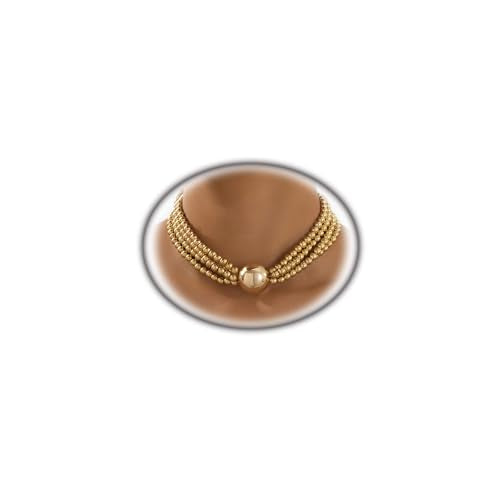 Big Chunky Layered Faux Pearl Beaded Choker Necklace for Women, Vintage Dainty Adjustable Collar Necklace Trendy Statement Bridal Jewelry Party Gifts - color: Golden